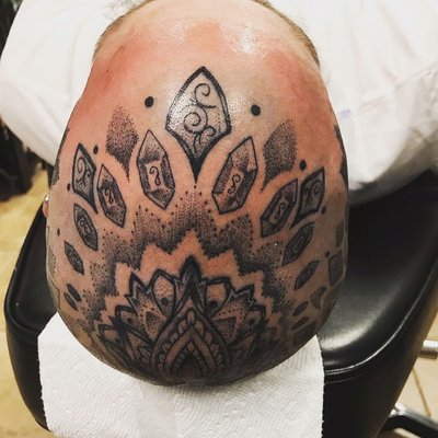 Head tattoo by Rabbit