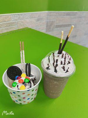 Oreo ice cream and Oreo milkshake