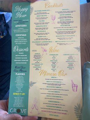 Drink menu