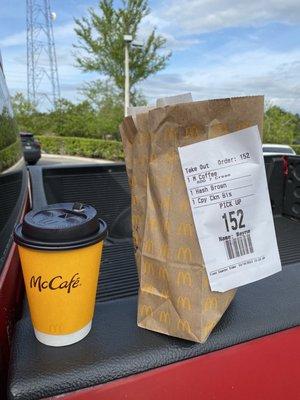 Crispy Chicken Biscuit and a Coffee   Chicken old nothing like I've had before...yukky