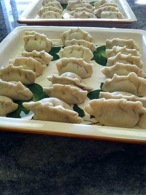 Wild boar pumpkin dumplings(before being pan fried).