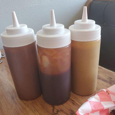 Three sauces to choose from - house, sweet and mustard-based