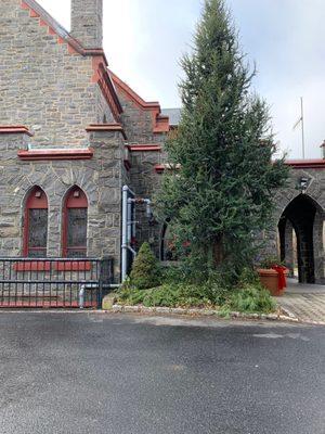 Parking area view of the side of the Church