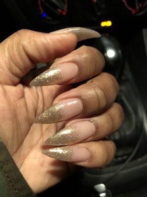 New Years Manicure. Clear Tips, clear powder and glitter finish.