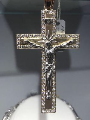 14K diamond crucifix