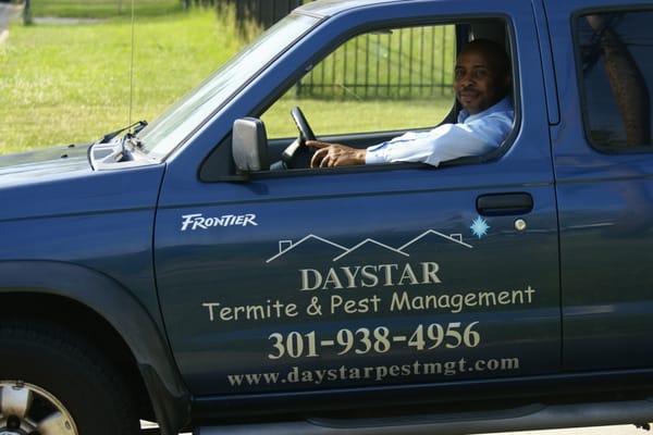 A technician arriving at a work site.