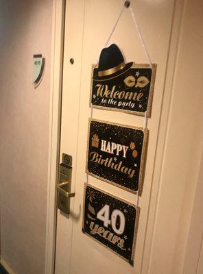 My birthday door decor