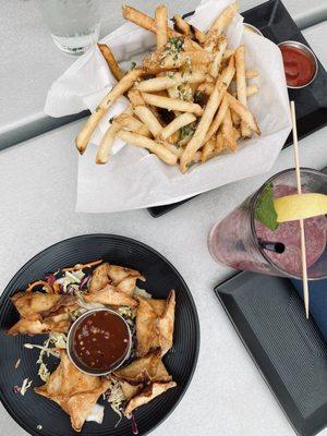 Crab rangoons and Truffle Fries