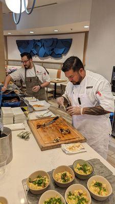 Executive Chef preparing his dishes.