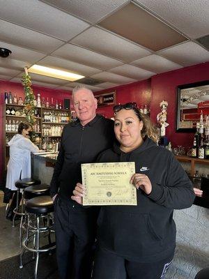 Sonny & I, I completed the class and received my certificate!