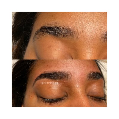 Before & After of a brow wax.