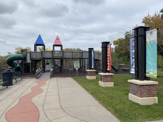 Entrance to playground from parking lot.