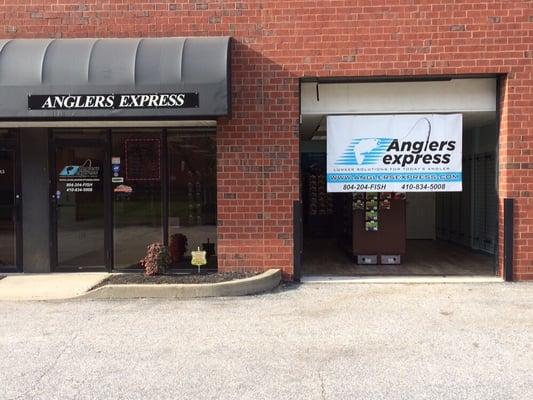 Anglers Express store front with the garage open!!