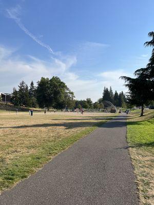 Paved walking trail/baseball field