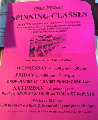 Spin class offered