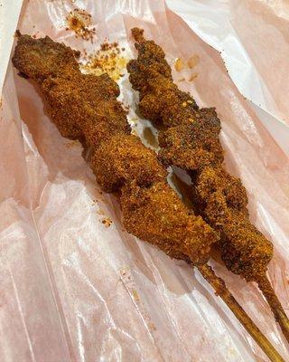 Chicken skewer and lamb skewer