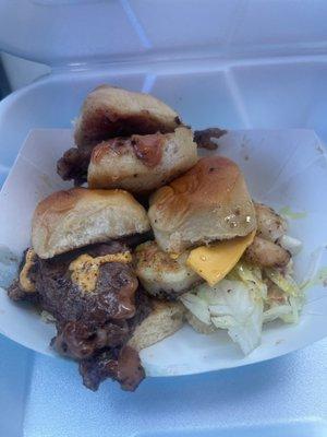 2 steak sliders & 1 shrimp slider Nothing but