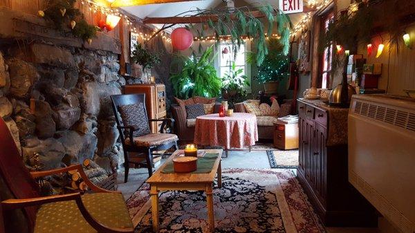 The relaxed seating area of Ruby's Barber Shop located in historic Wickford Village,  North Kingstown RI 02852.  Established in 2011.