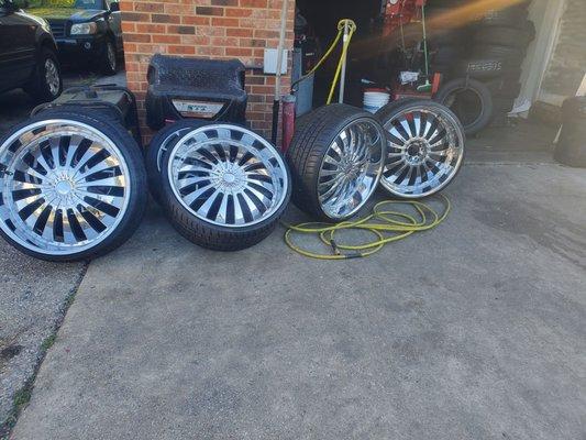 A set of rims and tires