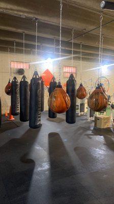 Suspended Aqua punching bags