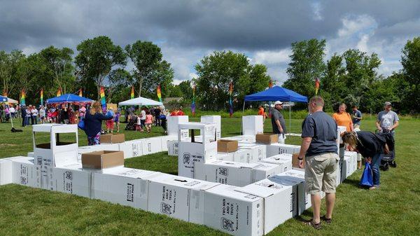 Our box maze displayed at Fly A Kite Fest in Green Bay. The kids loved it!