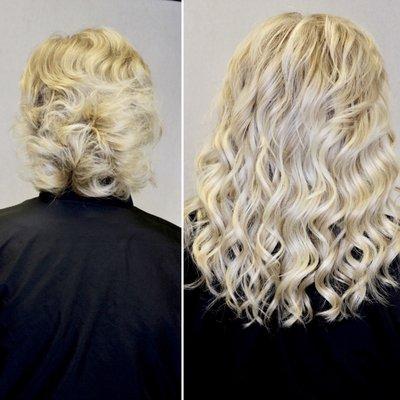 before and after with NBR hair extensions