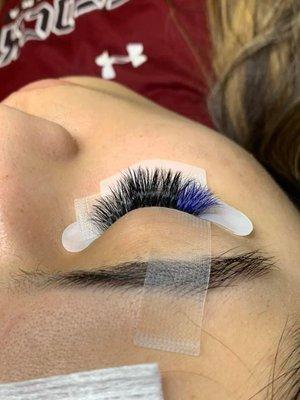 Volume lashes with a pop of color