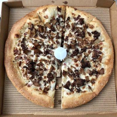 Traditional Crust, Ranch Bacon Sauce, Steak, Meatball, No Cheese