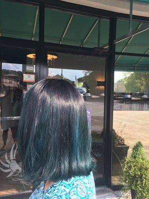 Teal green balayage