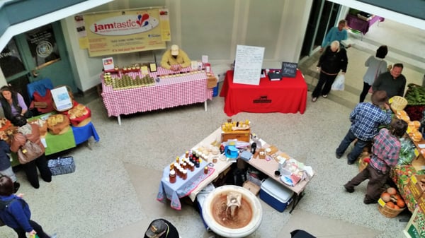 Small section of the Spa City Farmers' Market, indoors at the Lincoln Baths building, during the November - April period.  Every Sunday.