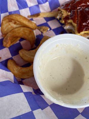 Lake fries with amazing dipping sauce