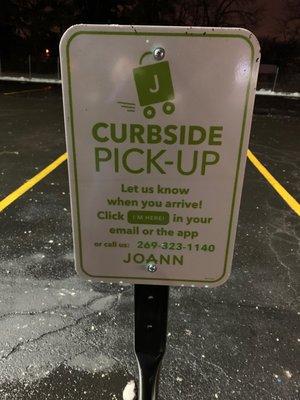 Marked curbside pickup parking