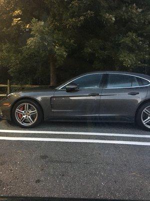 Panamera got a quick exterior wash and wax while owner at dinner at this restaurant!