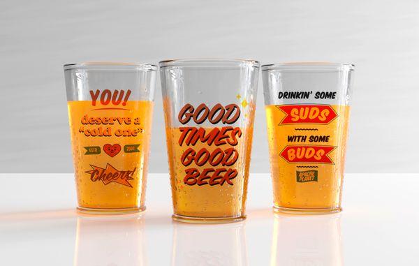 It's never too cold for a crispy boi. Customize a pint glass any way you want!