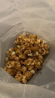 Only a little cashew caramel corn left in the bag!