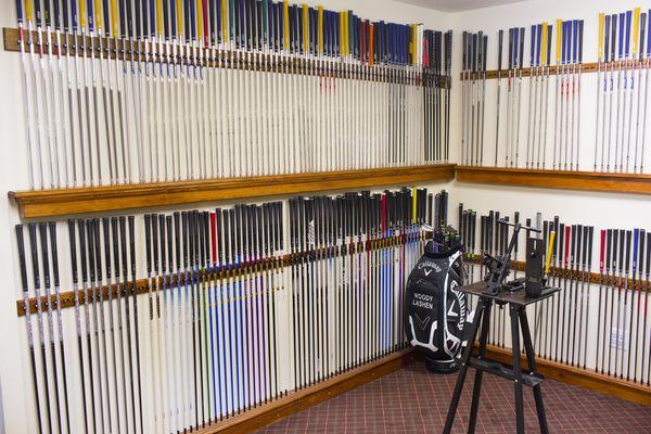 Shaft fitting room. A tremendous selection of all top golf shaft manufacturers.