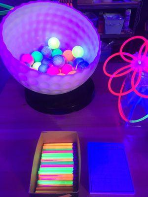 Glow in the dark pencils and balls