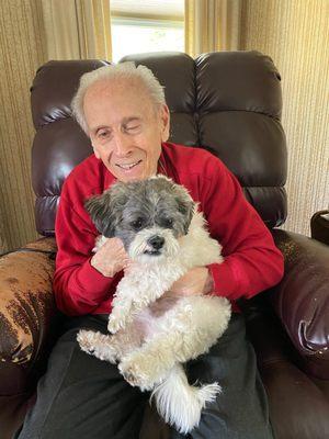 Our wonderful client, Michael with Rocky, our mascot!