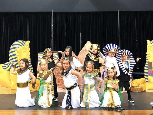 Egyptian Festival (1st grade) Children memorize songs & share detailed reports about Ancient Egyptian life.