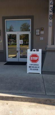 Entrance door and sign