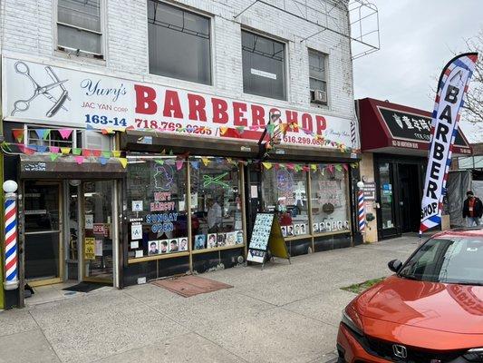 Front of the barbershop