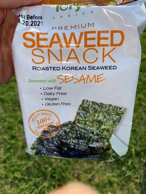 Sure, they have Cheez-its and peanuts. But Seaweed Snack? Gotta check that out.