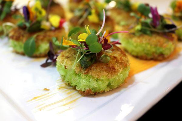 Mini basil risotto cakes