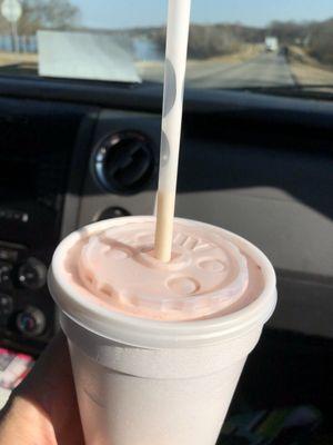 Strawberry shake. Just the right amount of strawberry.