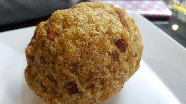 Fried plantain ball with meat and cheese