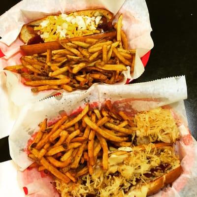 Chilli dog and a ruben dog