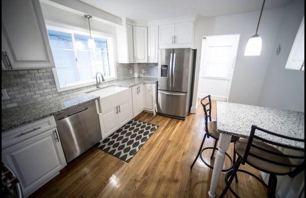 Before picture of the cabinets we were keeping.