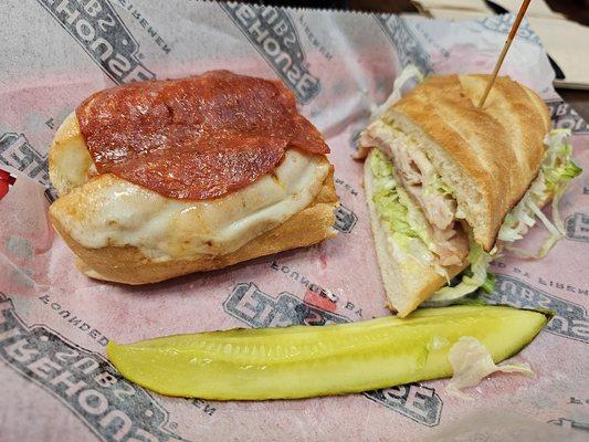 Pepperoni Meatball Sub (left) and Hook & Ladder Sub (right)