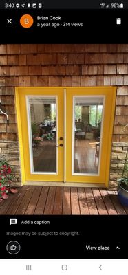 Cheery, Yellow doors trimmed out nicely with white.