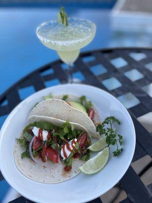 Blacken Shrimp Tacos paired with a Lime Margarita